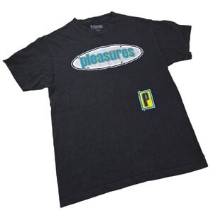 Pleasures‎ Now - T-Shirt - Cotton T Graphic Logo Streetwear Black Size Medium